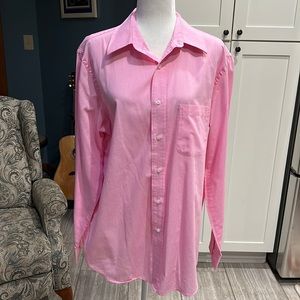 Men Croft & Barrow Microchecked Pink and White Mens Shirt Sz 16 1/2 34/35